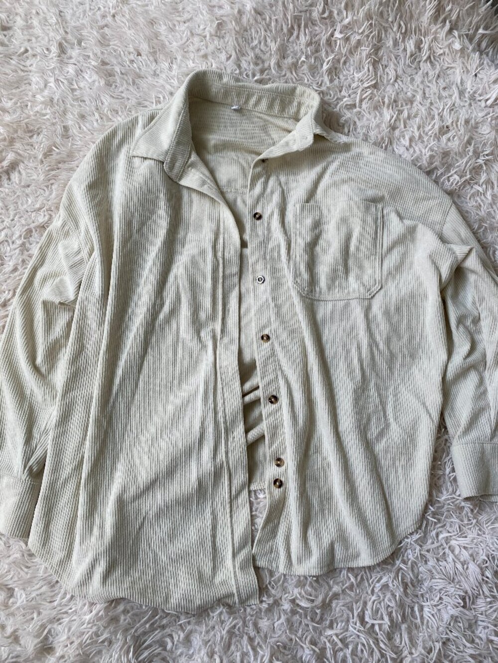 Corduroy Beige Pocket Button Up